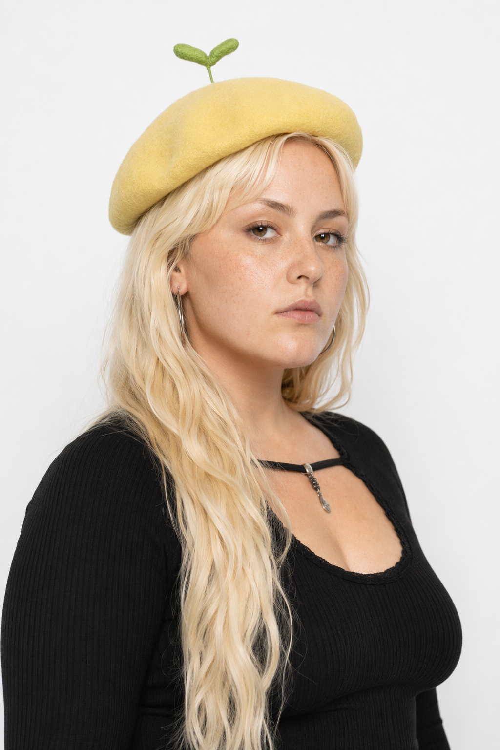 Kawaii Berets for Stylish Lolita Fashion and Accessories Yellow With A Sprout
