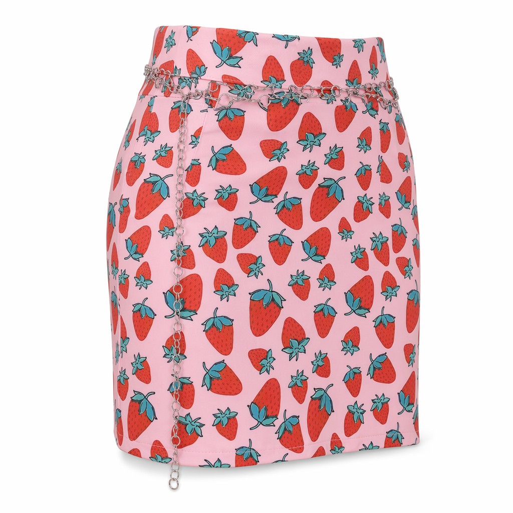 Strawberry Print Pencil Skirt for a Fun, Stylish Look S
