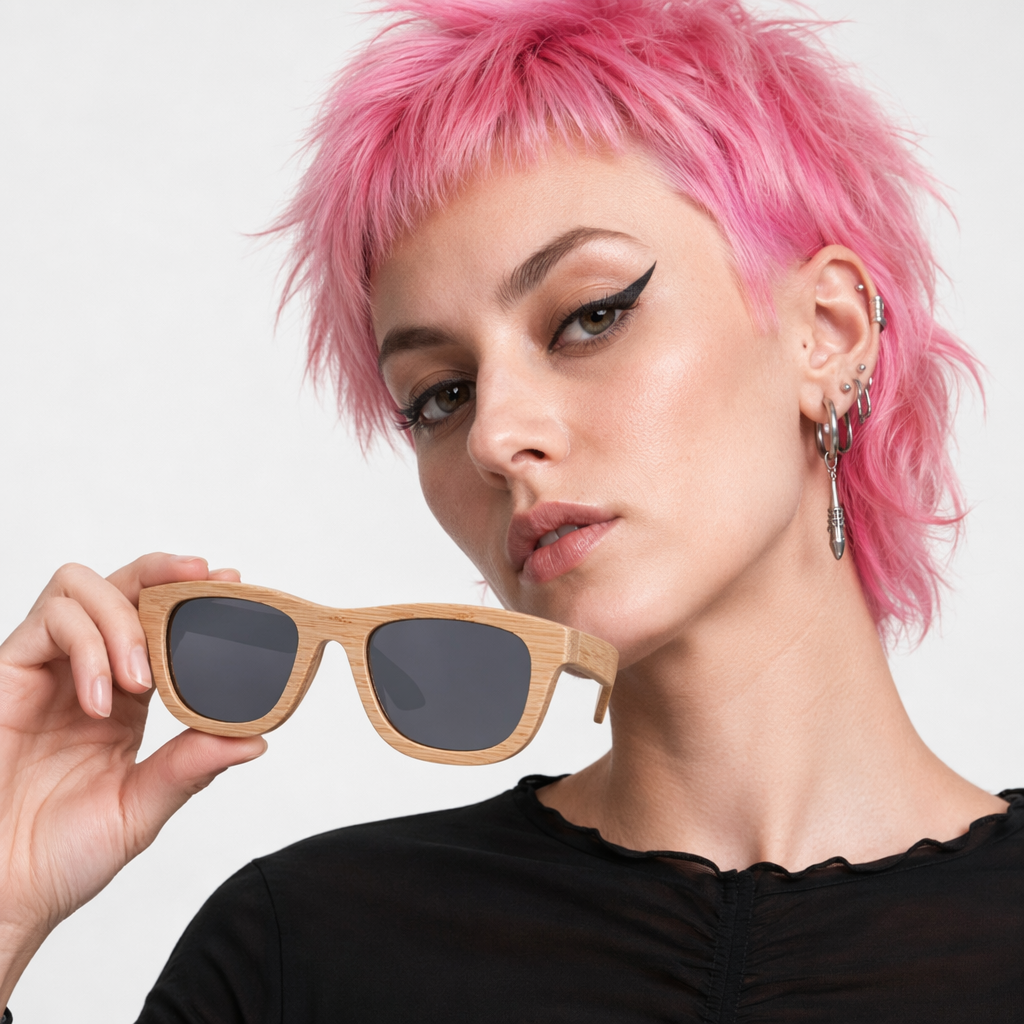 Chic Bamboo Wood Sunglasses for Style and UV Protection Grey