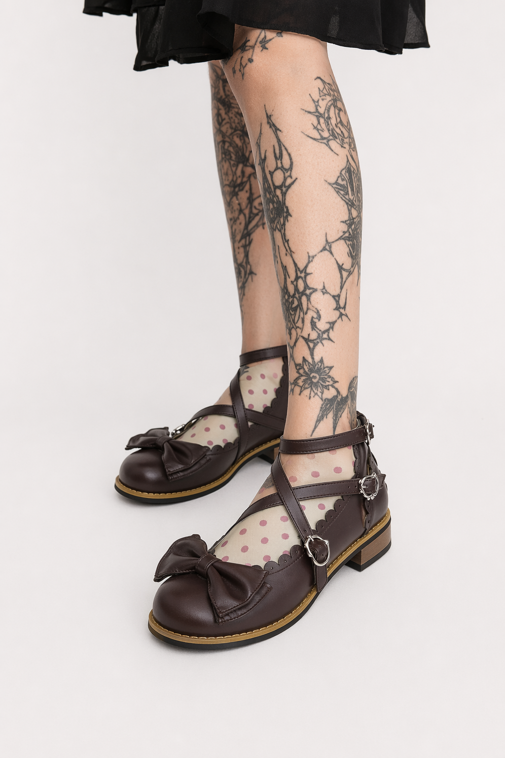 Elegant Lolita Shoes with Comfy Low Heel and Secure Buckle Brown