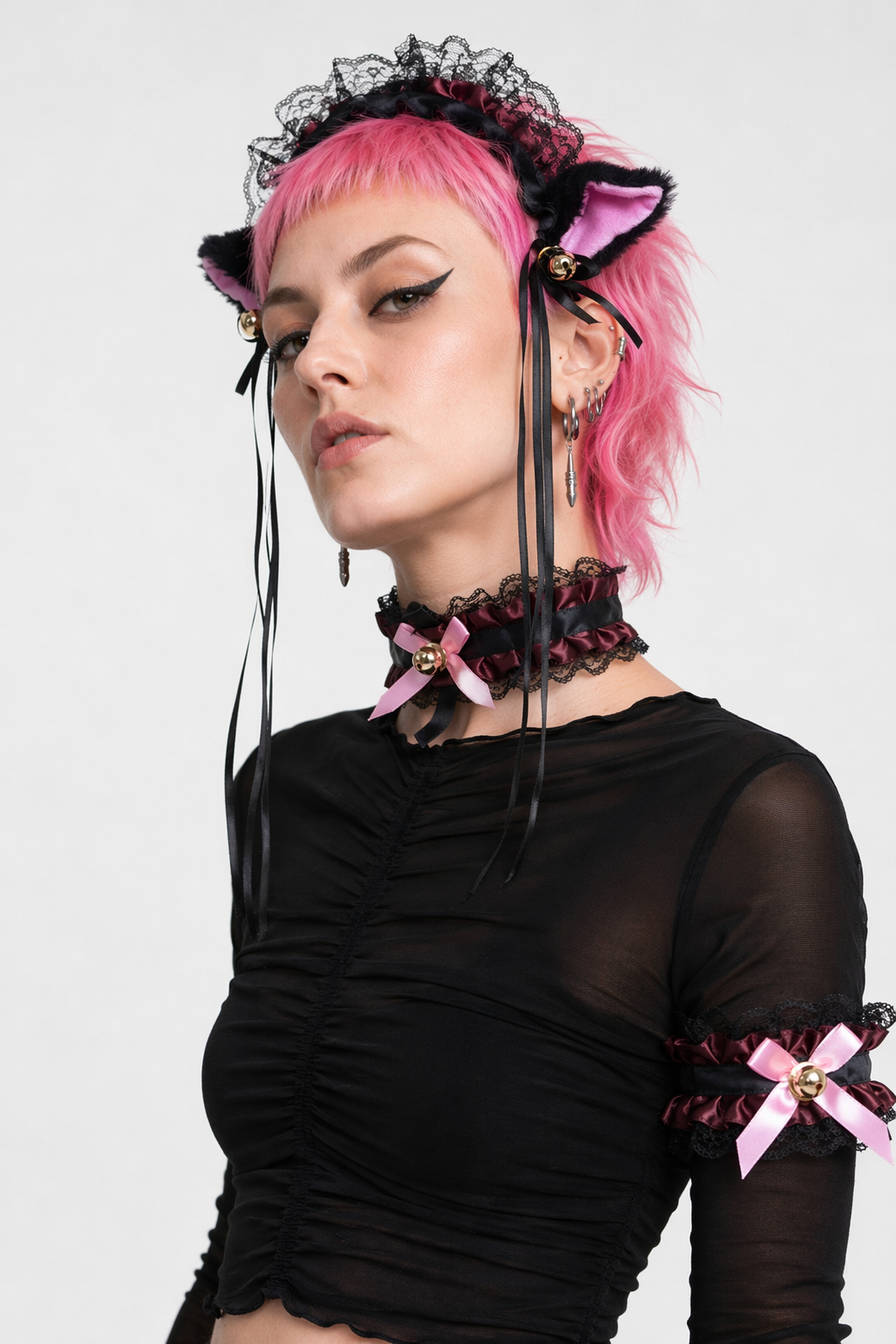 Neko Kitty Cat Complete Set with Headband, Collar, and Bracelets 13