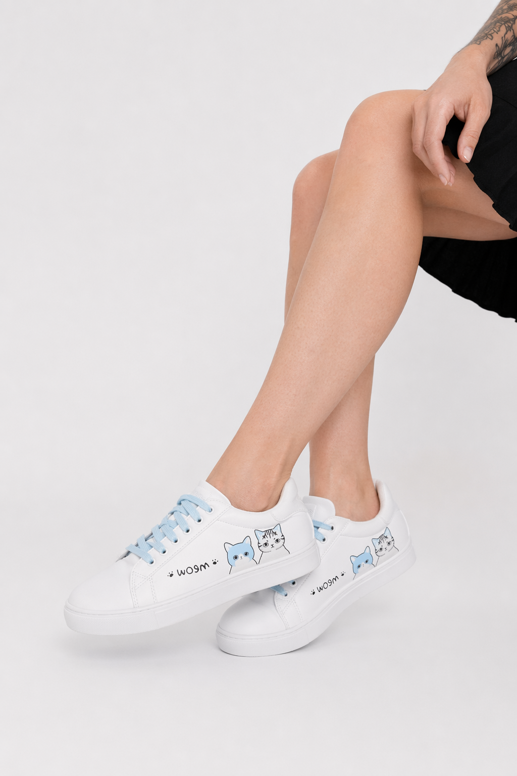 Kitten Inspired Tennis Shoes with Anti-Skid Rubber Soles blue cats