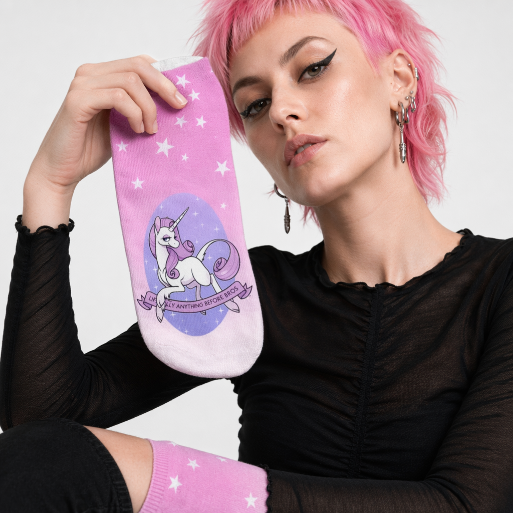 Cute Purple Unicorn Ankle Socks with Cheeky Saying Default Title