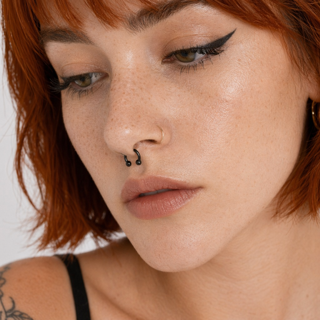 Realistic Septum Nose Rings for a Stylish Piercing Look Plain Black