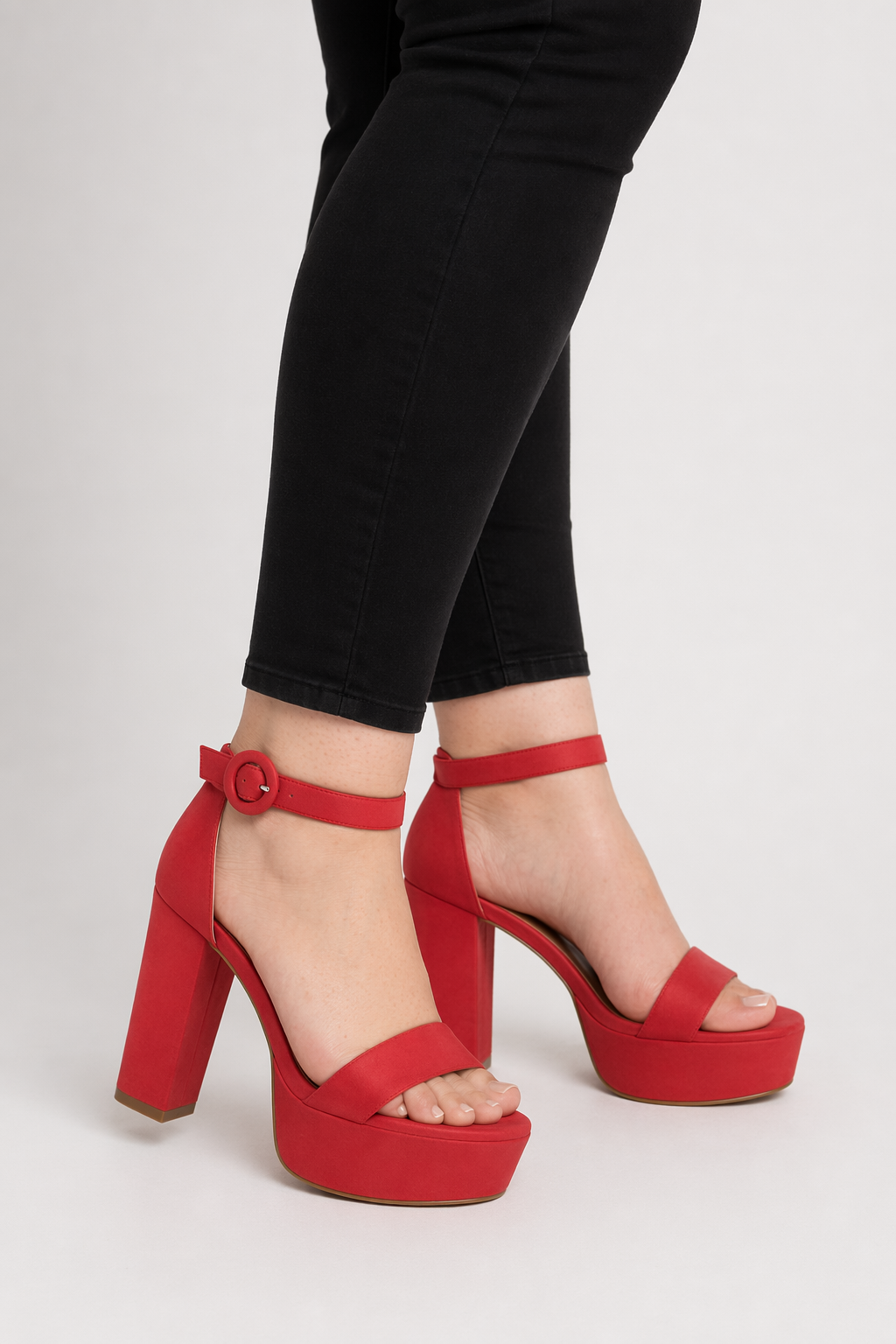 Elegant Square Heel Baby Doll Heels for a Kawaii Look in Stock Red