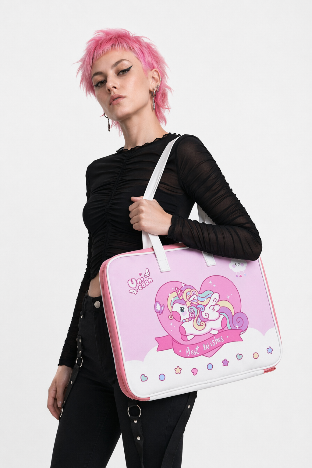 Milky Pastel Fairy-Kei Laptop Cover for Kawaii Aesthetic Lovers Best Wishes Unicorn