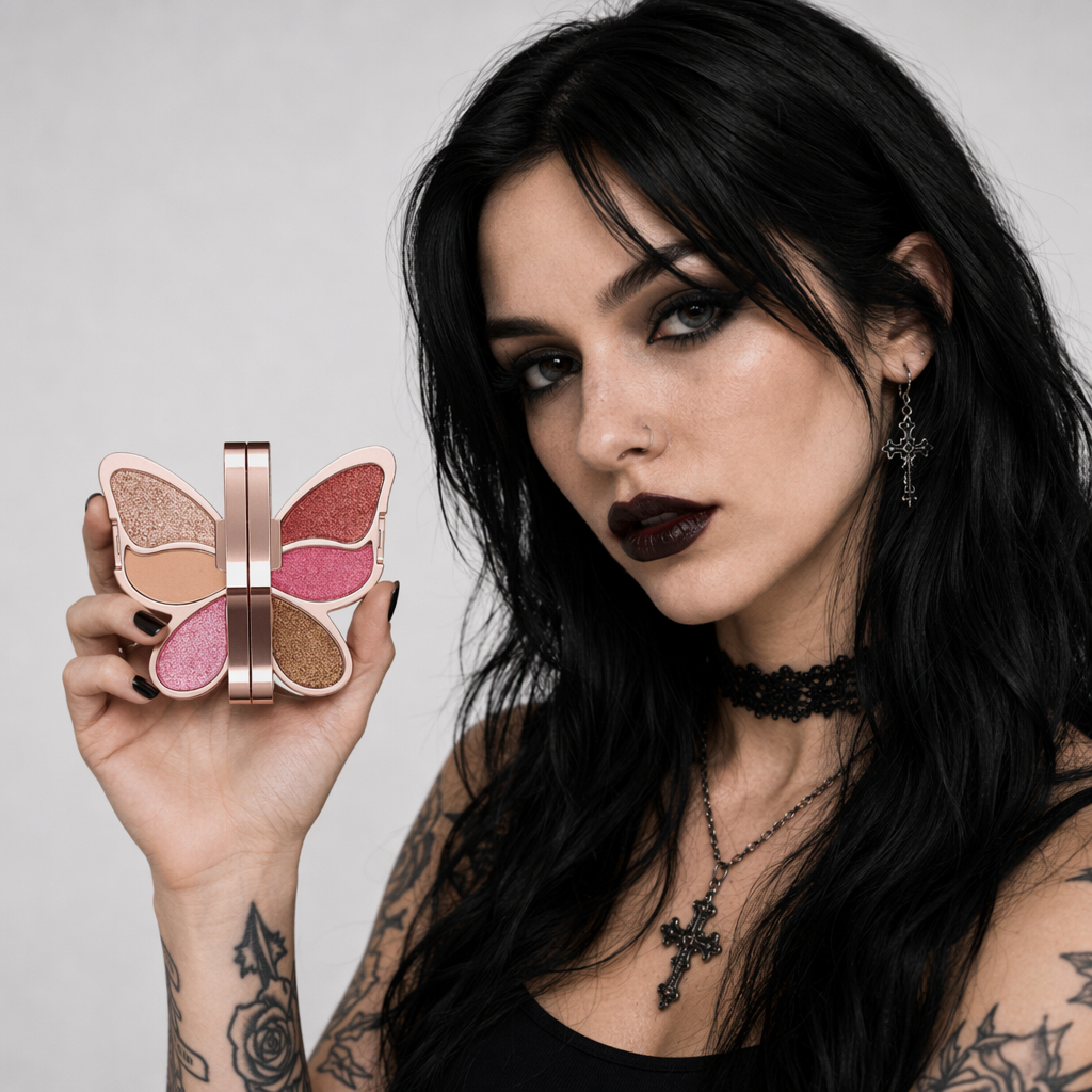 Butterfly Wing Glittering Make-Up Palette for Your Vanity Display 2 Red Rose