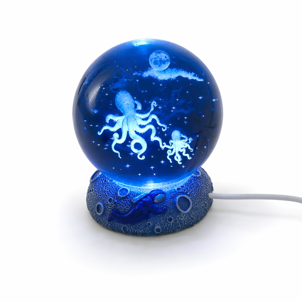 LED Aquamarine Life Snowglobe for Enchanting Underwater Ambiance Octopus