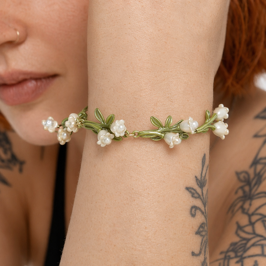 Lily Of The Valley Pearl Bracelet for Whimsical Jewelry Lovers Bracelet