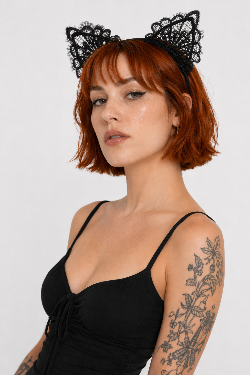 Lacy Cat Ear Headband with Black Lace Embellishments Default Title