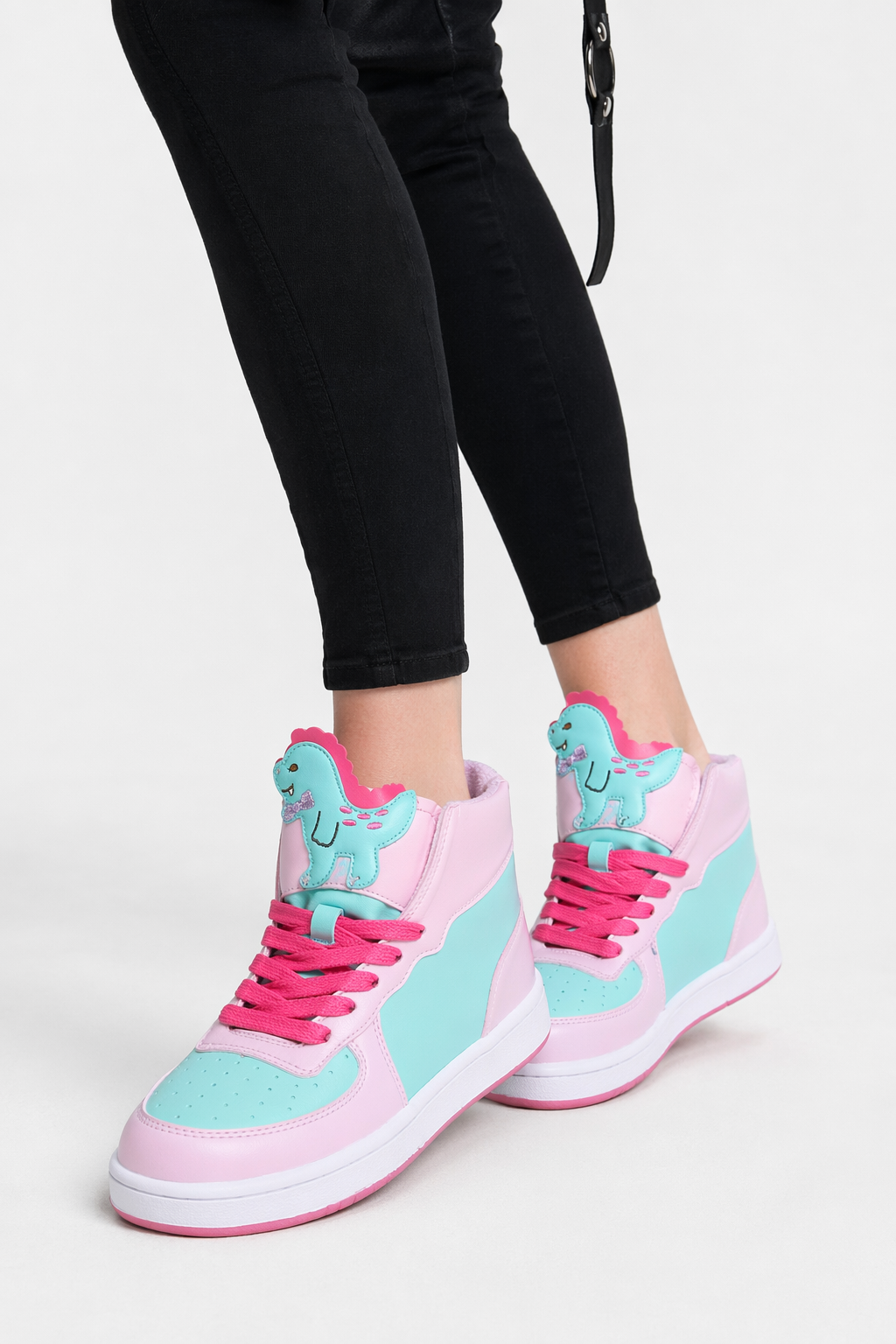 Harajuku High Top Sneakers with Pastel Dinosaur Design 6
