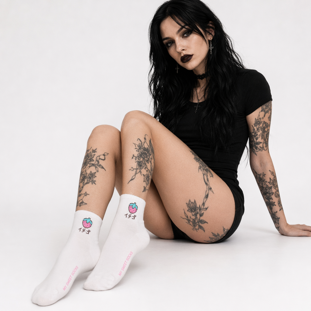 Japanese Fruit Inspired White Socks with Comfy Ankle Fit Default