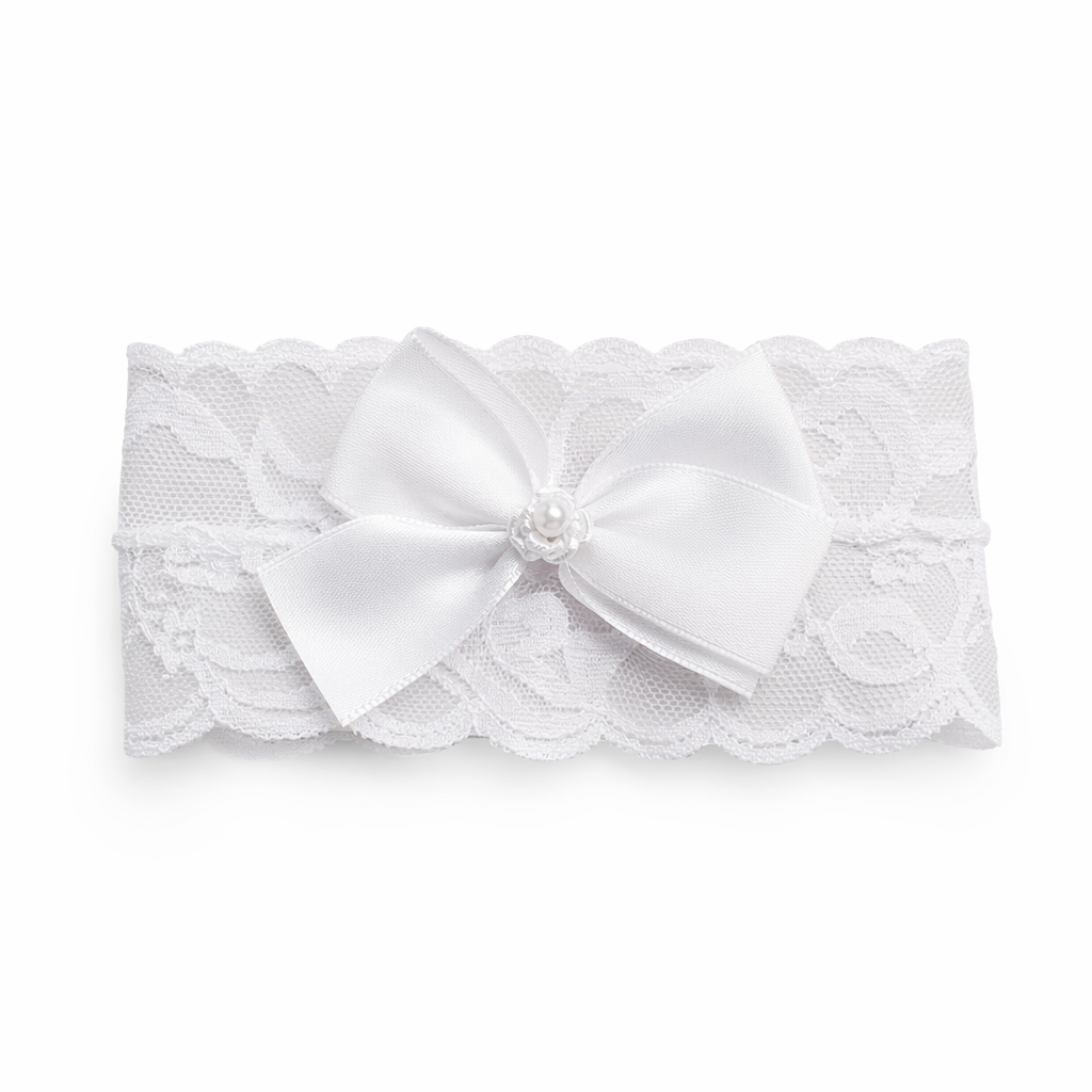 Luxurious Babygirl Stockings with Satin Silk Bow Details Plain White