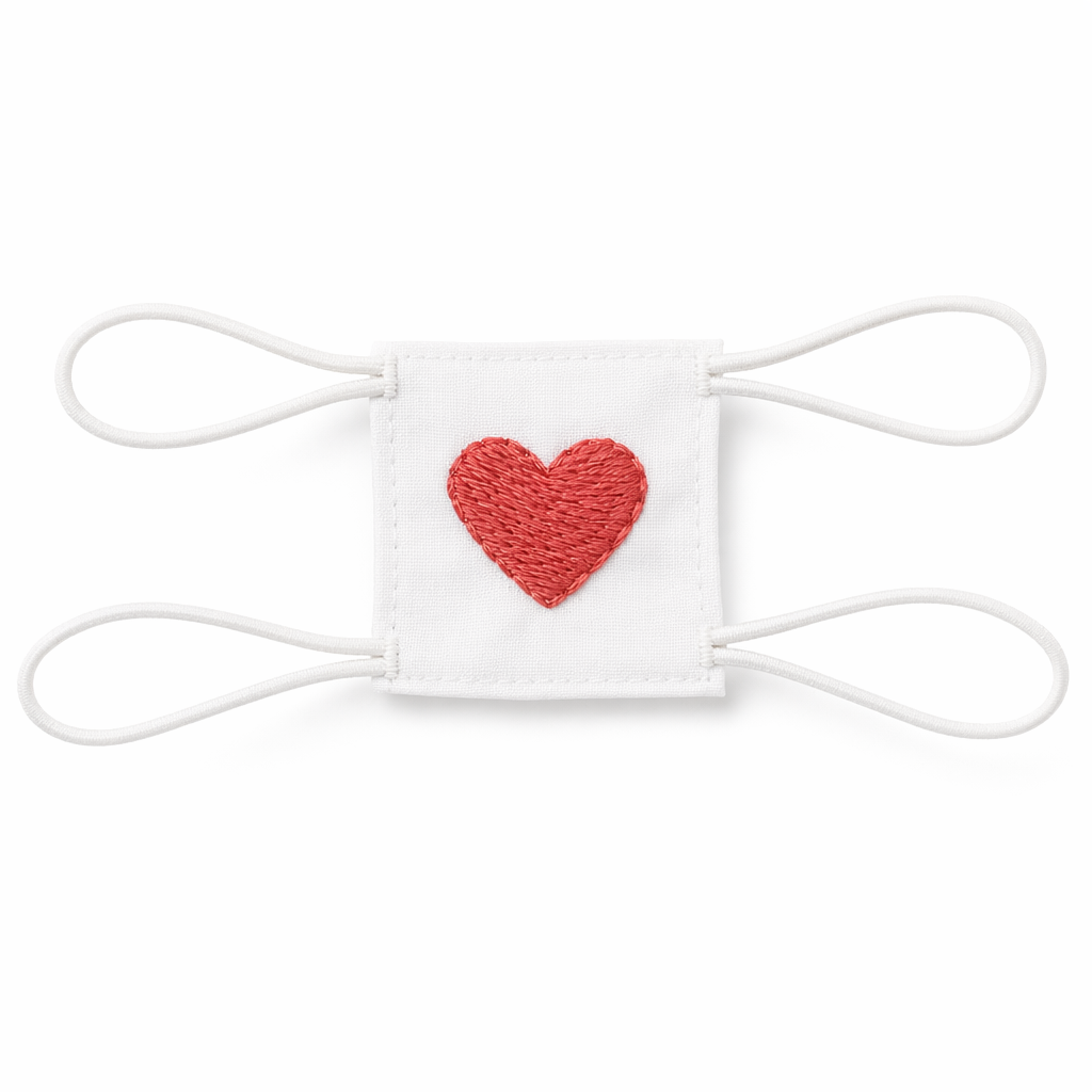 Menhera Inspired Eyepatch with Hand Embroidered Heart White