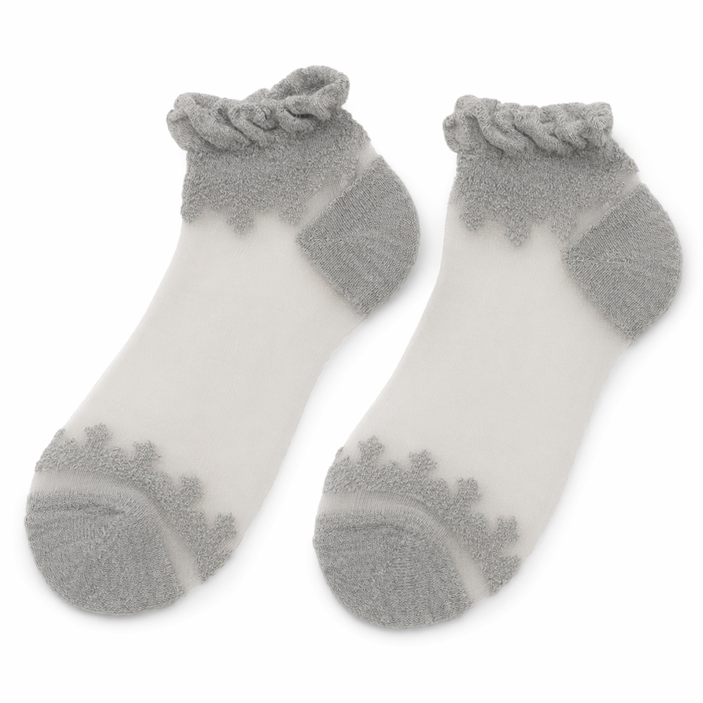Elegant Lace Band Socks in Clear Fabric and Various Colors Gray