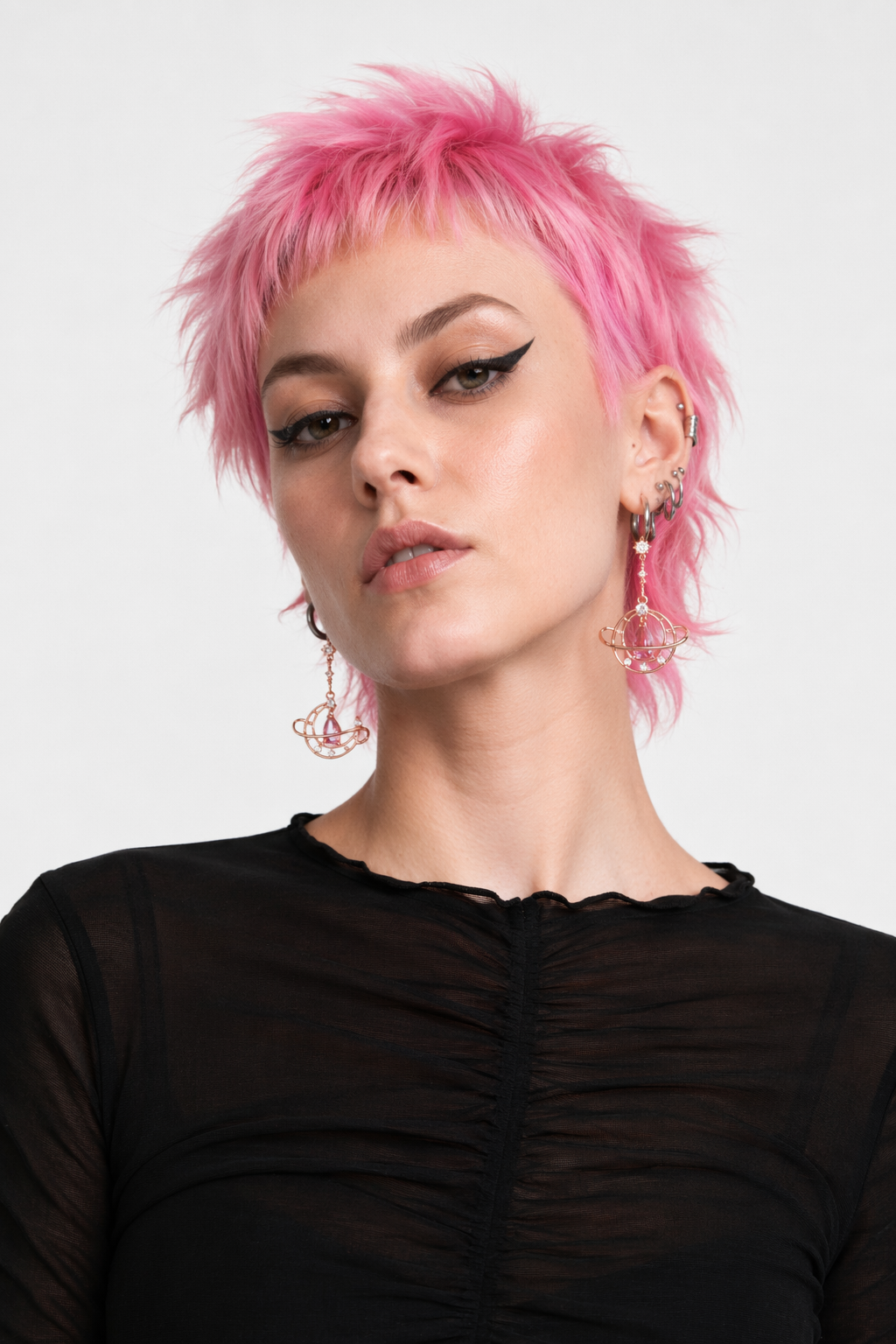 Crescent Moon Crystal Earrings for a Fairy-Like Touch Rose gold