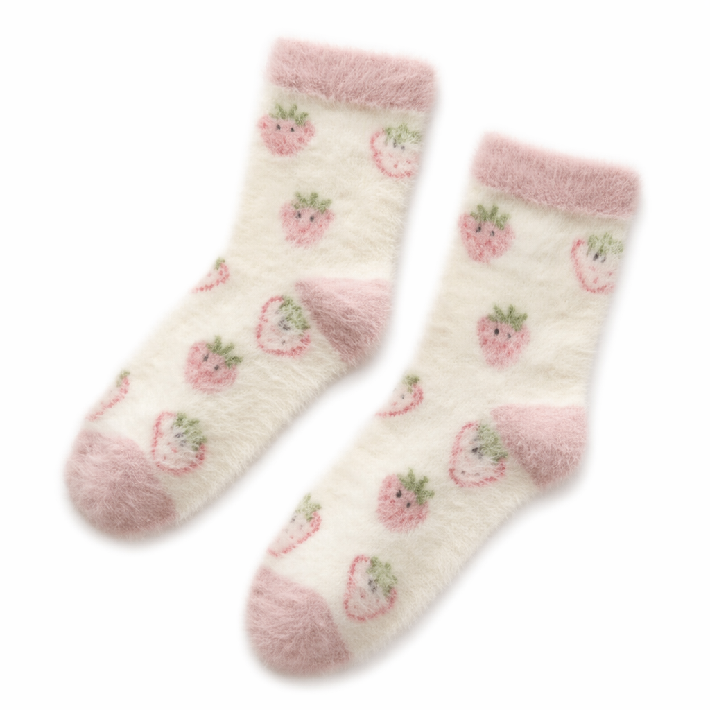 Fuzzy Strawberry Socks for Ultimate Comfort and Style Small strawberry