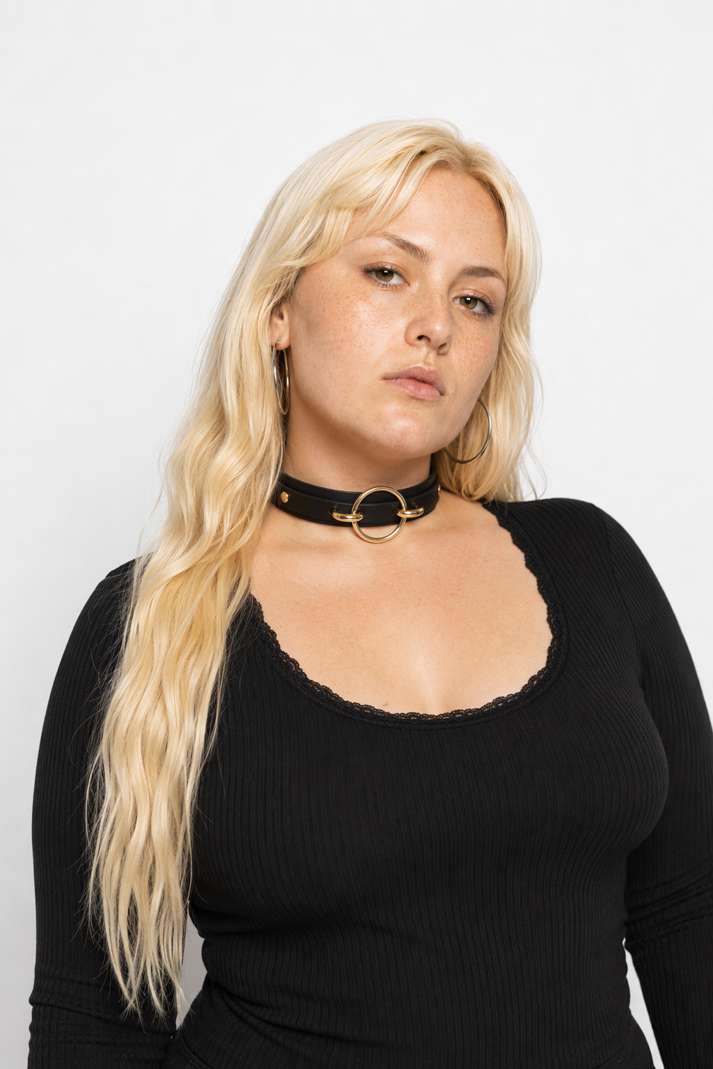 Vegan Leather O-Ring Choker Necklace with Gold Plated Hardware Default