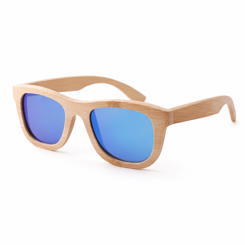 Chic Bamboo Wood Sunglasses for Style and UV Protection Blue