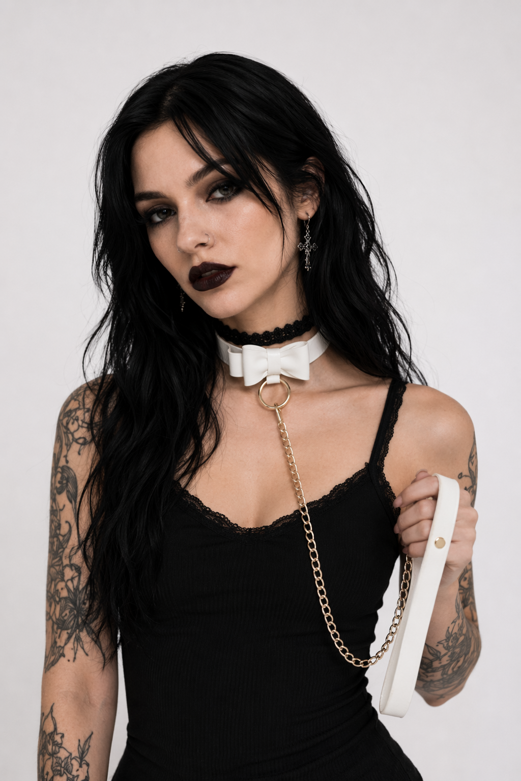 Adorable Ribbon Kitten Bow Choker for Cosplay and Playful Style White