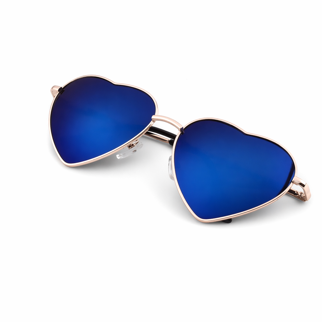 Chic Heart Shaped Aviator Sunglasses in Various Colors Navy