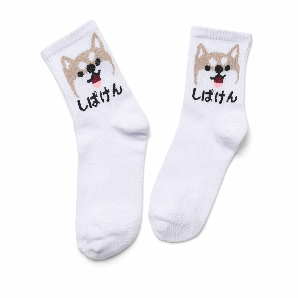Kawaii Japanese Harajuku Cotton Prehistoric Socks White Dog