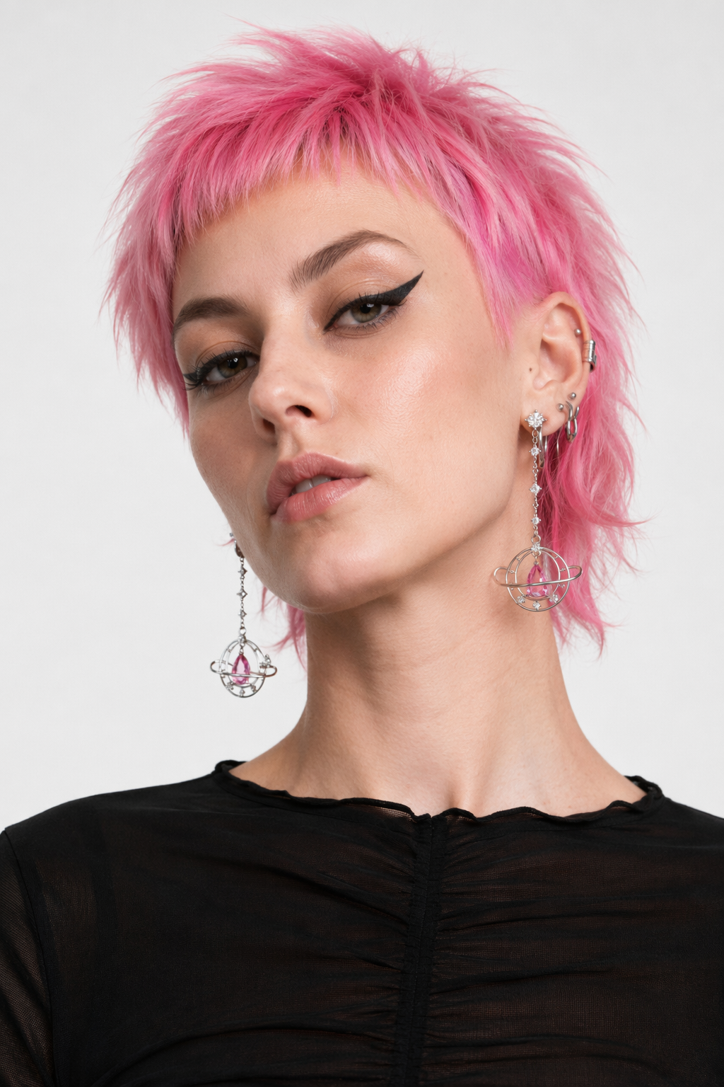 Crescent Moon Crystal Earrings for a Fairy-Like Touch Silver