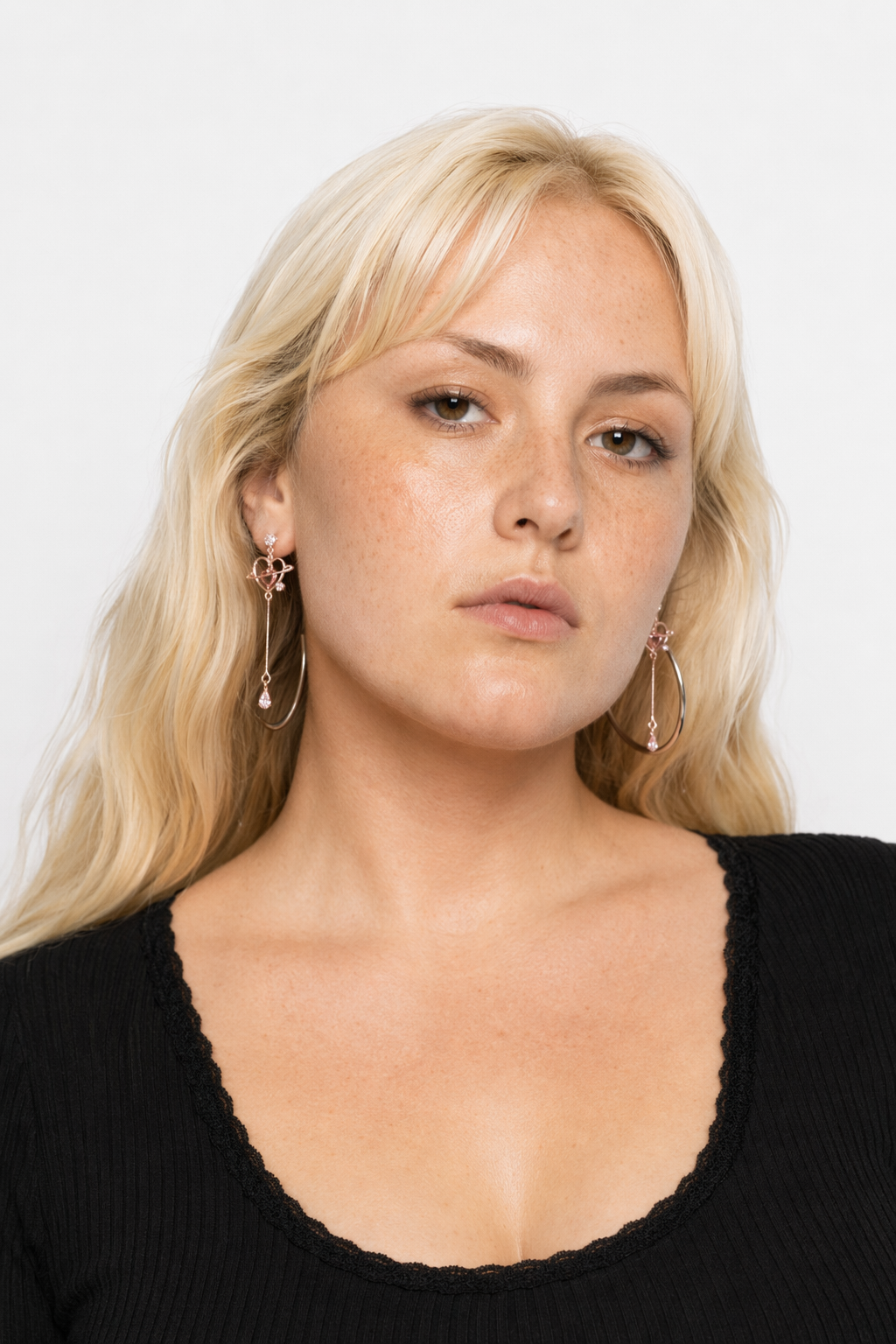 Dainty Heart Planet Crystal Earrings with Rhinestones and Gems Default Title