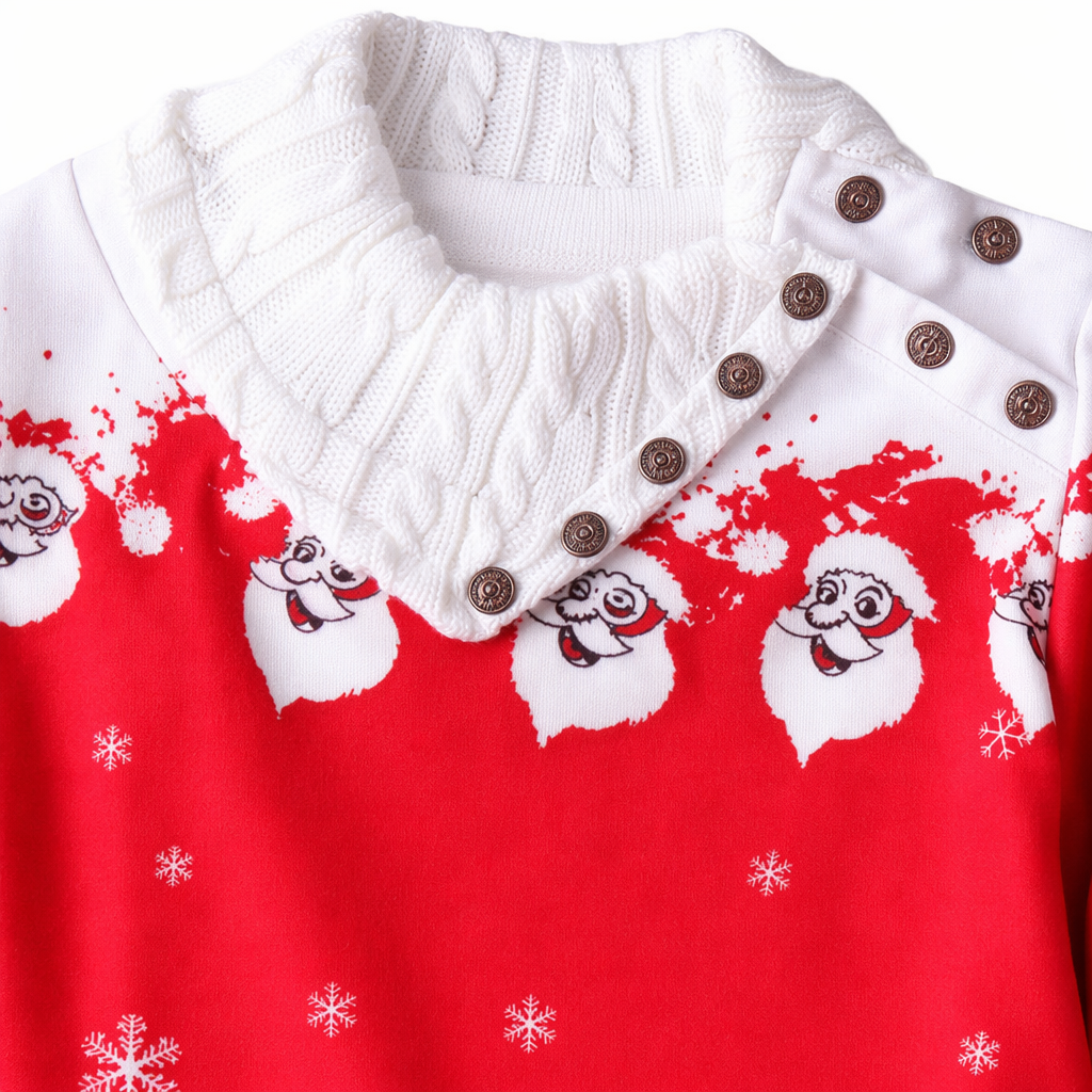 Cozy Cable Knit Cowl Neck Santa Sweater for Holiday Cheer Red