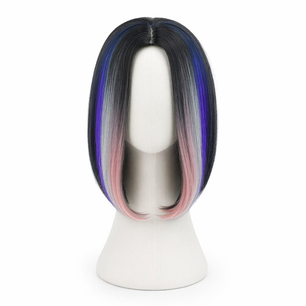 Medium Length Ombre Long Bob Wig in Chic Colorful Style Multi Purple