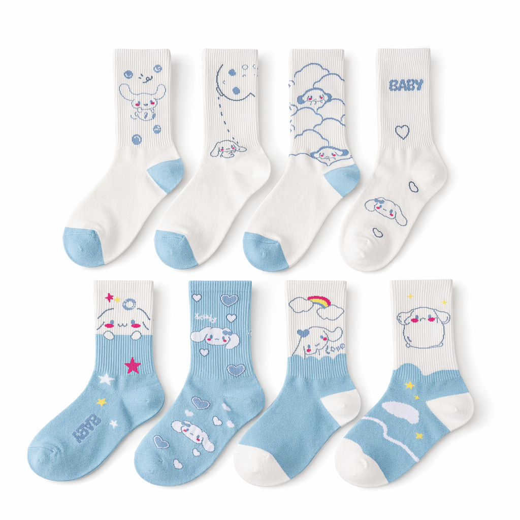 Sweet Puppy Sock Sets for Kawaii Enthusiasts 8pcs Set
