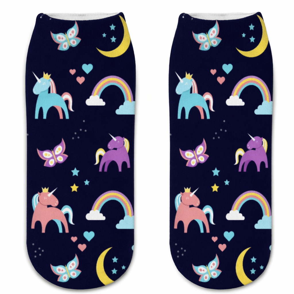 Magical Emoji Ankle Socks Inspired by Apple Unicorn Emoji Pastel Goth