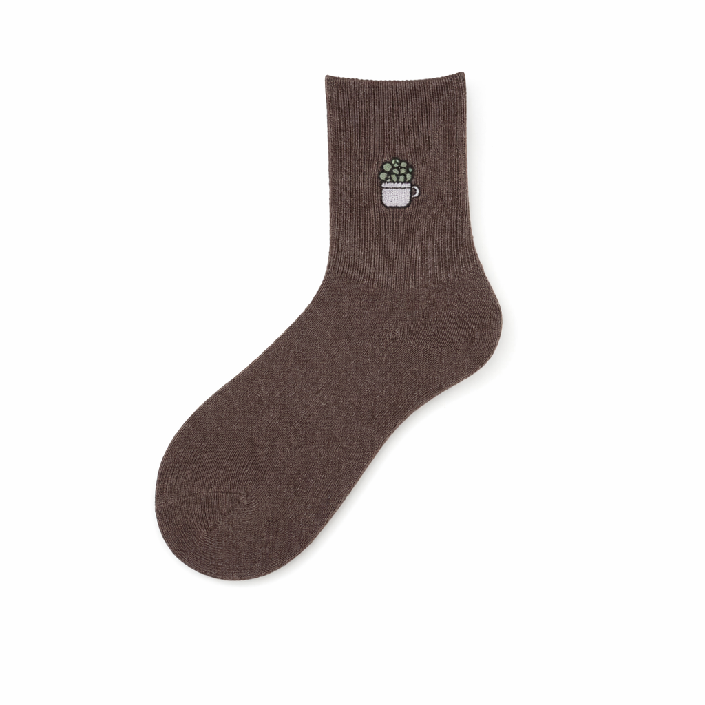 Adorable Kawaii Baby Dinosaur Socks for Cute Style Brown Succulent