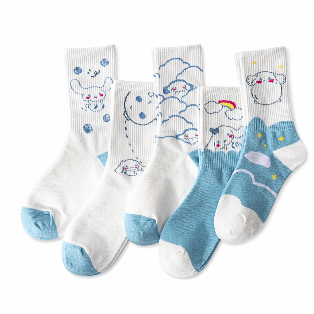 Sweet Puppy Sock Sets for Kawaii Enthusiasts 5pcs Set 7