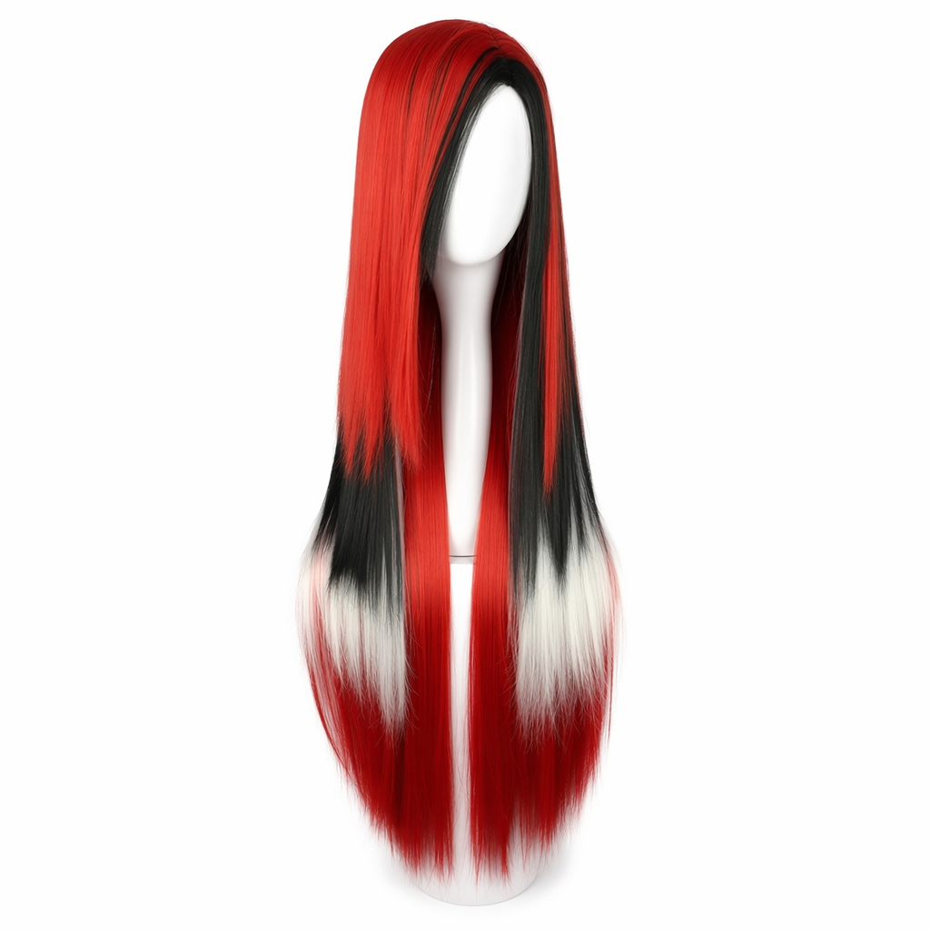 Stunning Long Cosplay Wig with Soft Fringe in Stylish Colors Straight Red Black White