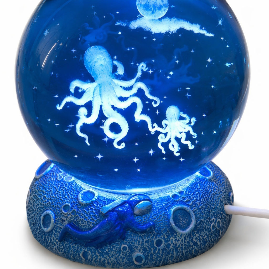 LED Aquamarine Life Snowglobe for Enchanting Underwater Ambiance Octopus