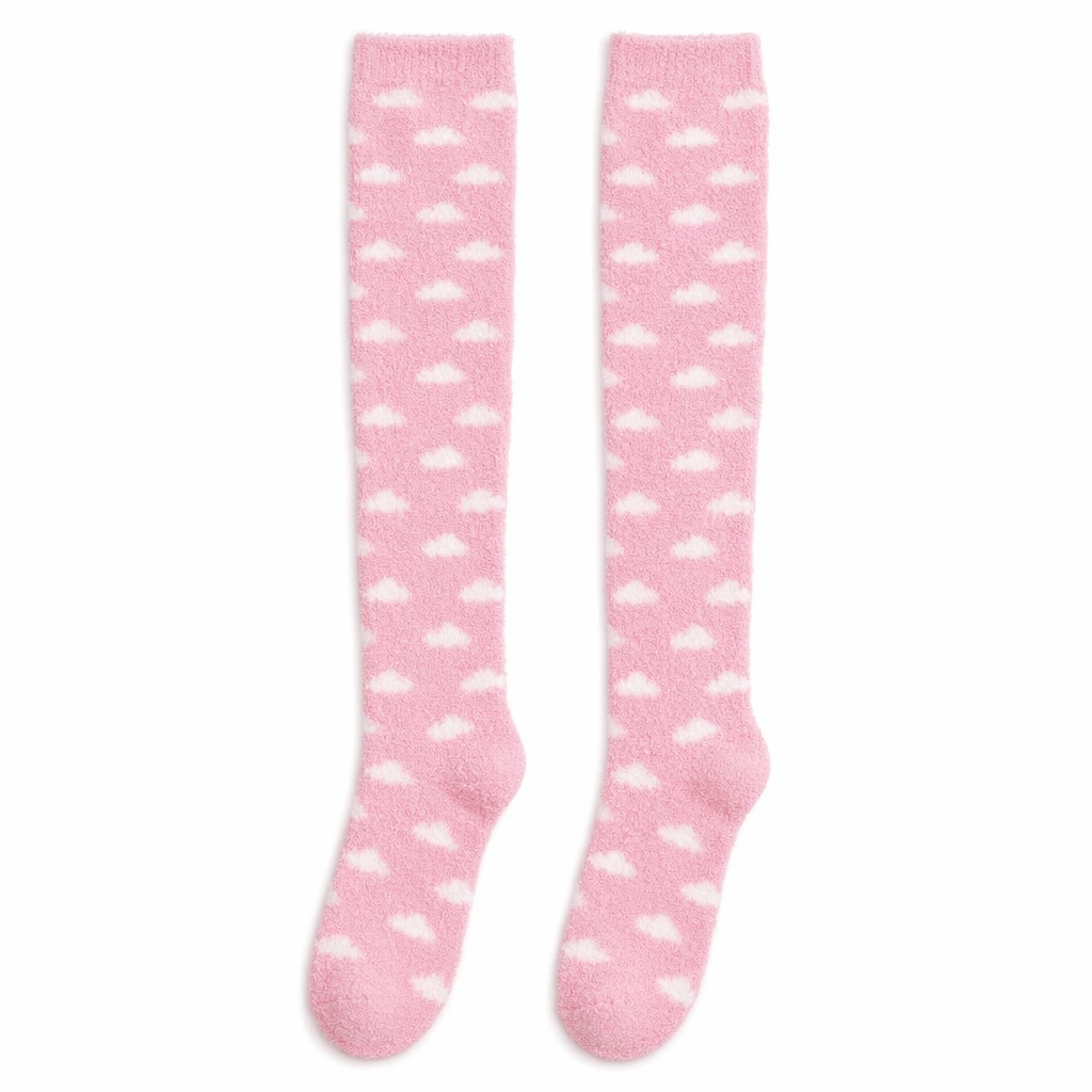 Cozy Fuzzy Thigh Highs for Kawaii Fashion Lovers Pink Clouds