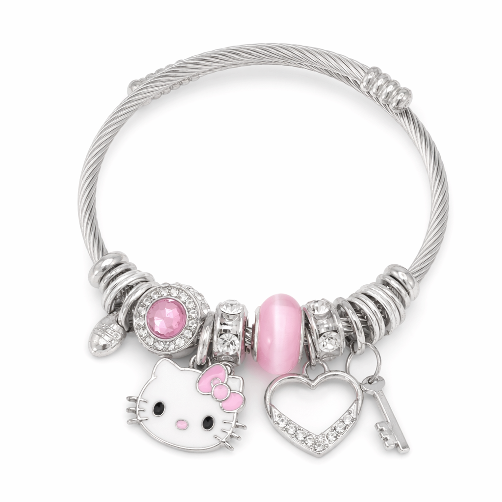 Kawaii Beaded Bracelets Inspired by Sanrio Characters Kitty Pink