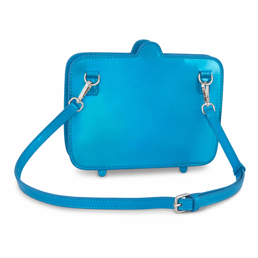 K-Pop Inspired Holographic Vintage Television Shaped Handbag Turquoise