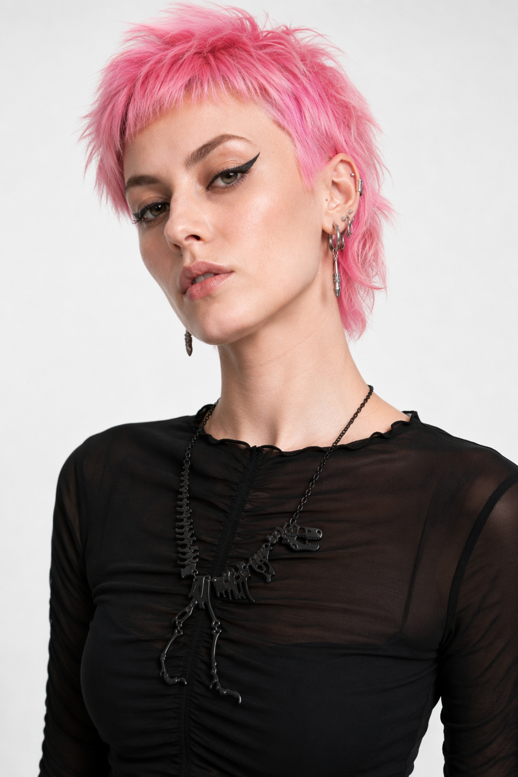 Cute T-Rex Bone Necklace in Black, Gold, or Silver Plated Hardware Black
