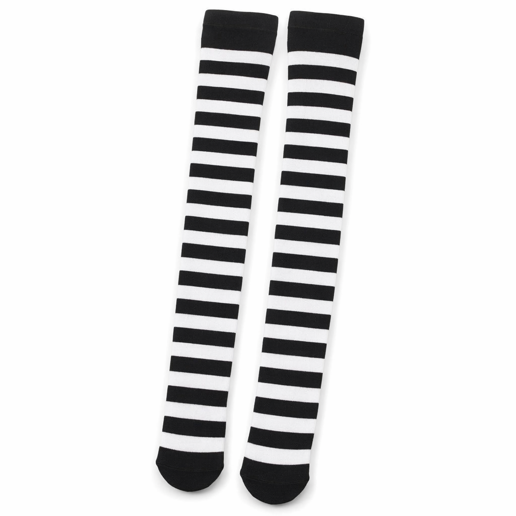 Thigh High Lolita Style Socks with Quality Elastic Comfort Black