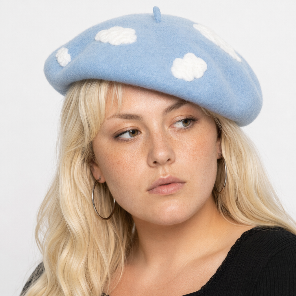 Kawaii Berets for Stylish Lolita Fashion and Accessories Blue Clouds