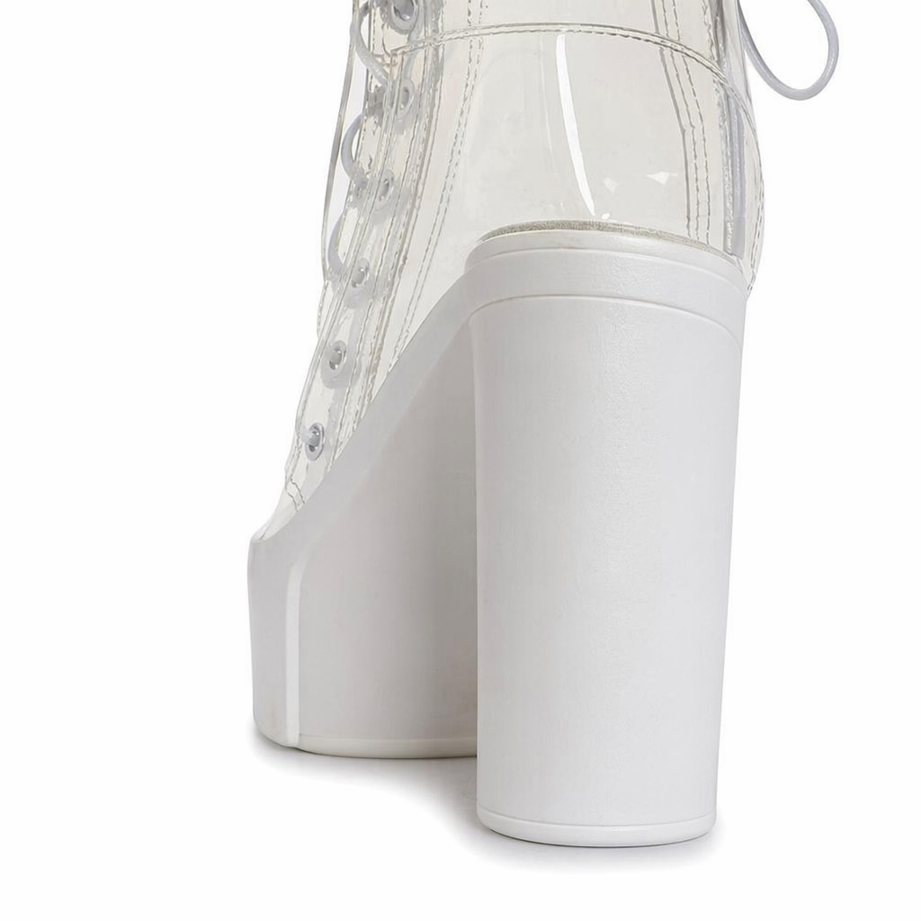 Chunky Square-Heeled Baby Doll Ankle Boots with Clear TPU Upper 9