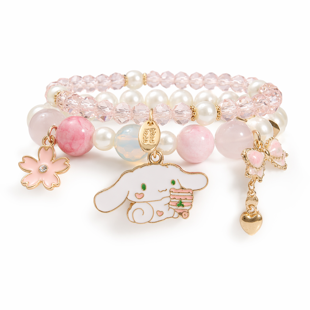 Kawaii Beaded Bracelets Inspired by Sanrio Characters Pink Sakura Bead Cinna