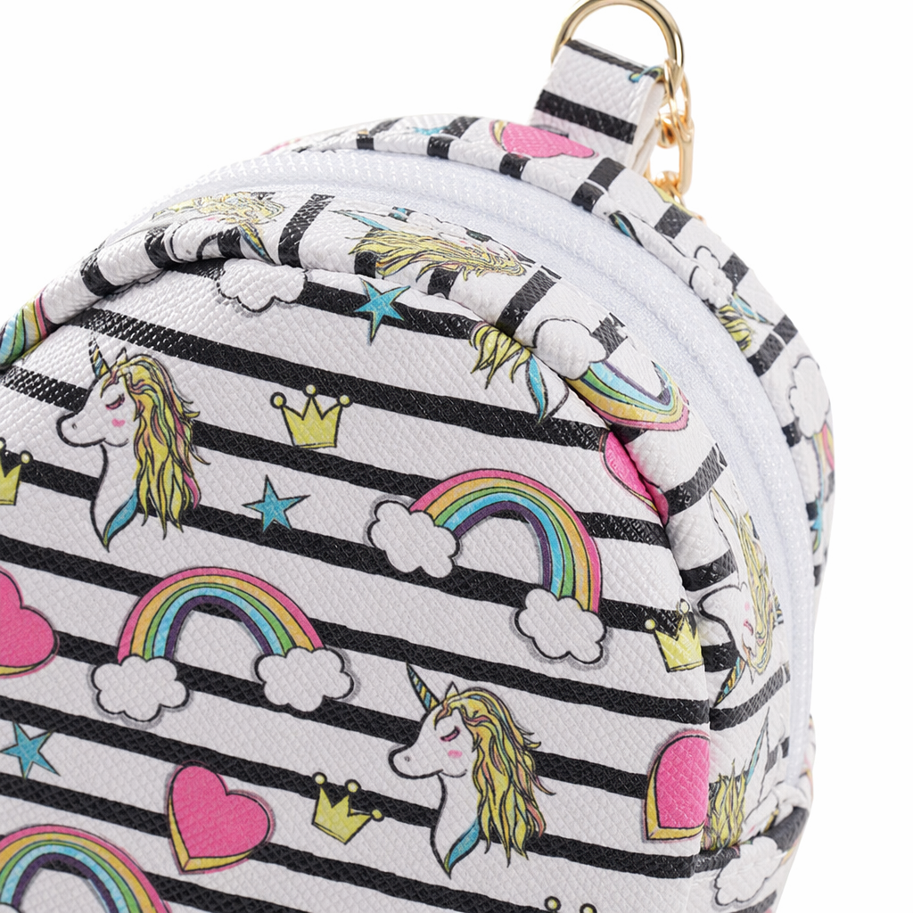 Pastel Unicorn Wallet with Secure Zipper Closure Striped