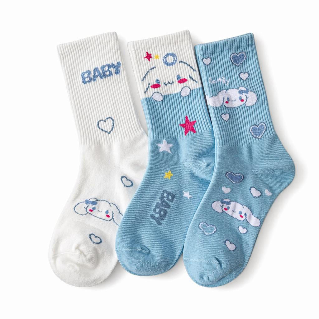 Sweet Puppy Sock Sets for Kawaii Enthusiasts 3pcs Set 2