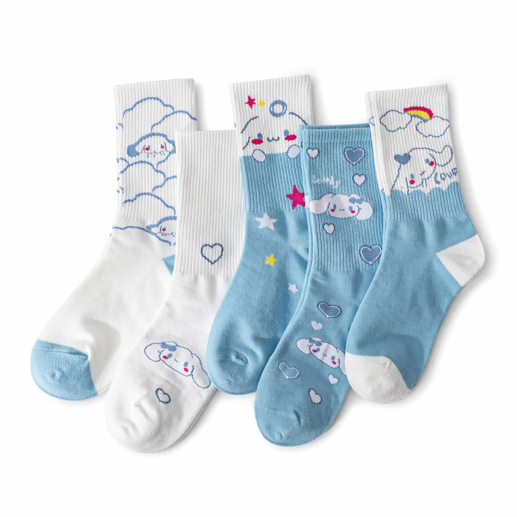 Sweet Puppy Sock Sets for Kawaii Enthusiasts 5pcs Set 3