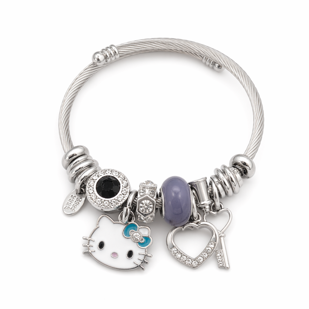 Kawaii Beaded Bracelets Inspired by Sanrio Characters Kitty Blue
