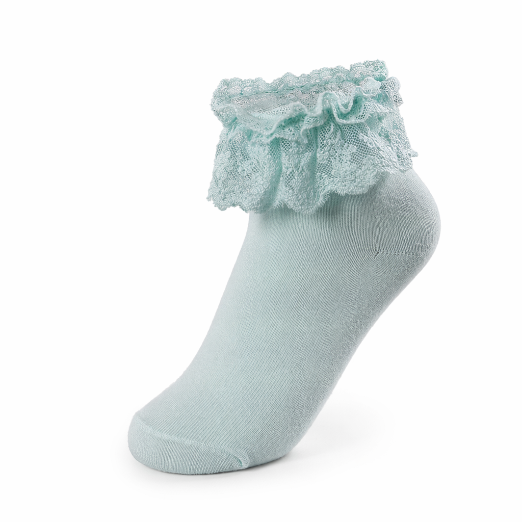 Ruffled Trim Ankle Socks for a Cute and Flirty Touch Teal