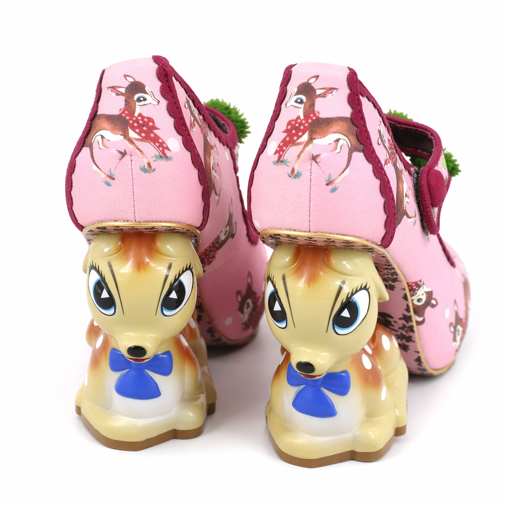 Luxury Vintage Inspired Baby Deer Platform Cherry Pumps Pink